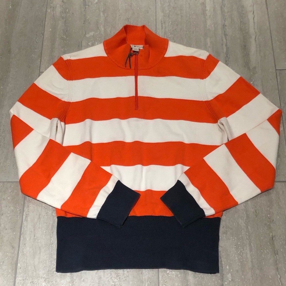 Tommy Hilfiger Orange and White Striped Sweater